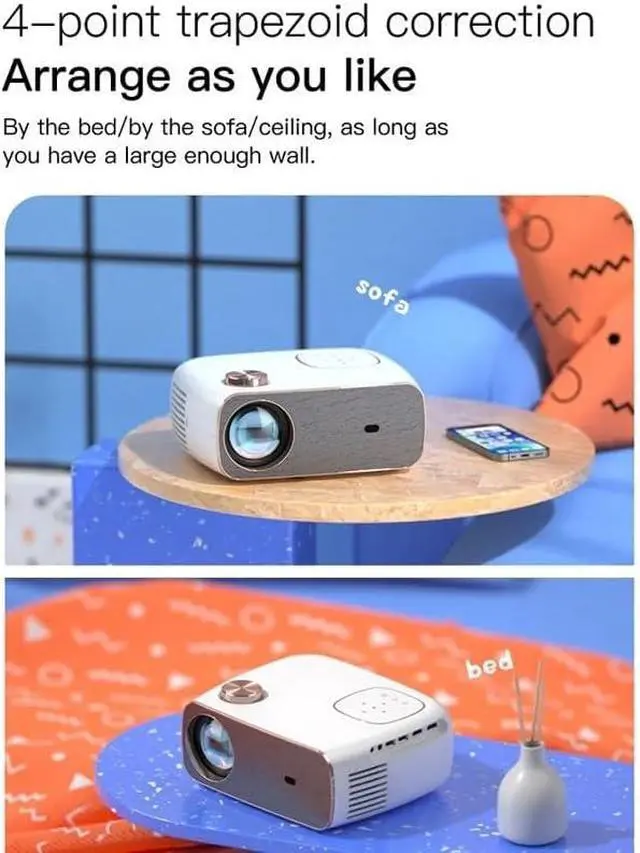 Alt view image 6 of 6 - Projector Android 280 ANSI Built-in Speaker 1920*1080P 1+8G LED Outdoor Home Portable