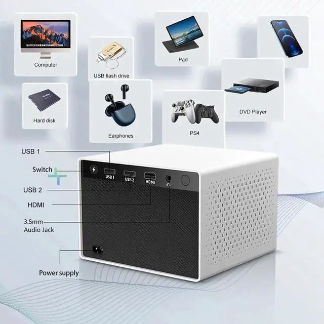 Alt view image 4 of 7 - Mini Projector Android 720P Projectors Support 4K for Phone Computer