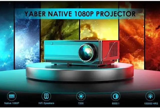 Alt view image 2 of 6 - Native 1920 X 1080P Projector 9000L Upgrad Video Support 4k Zoom Home & Outdoor