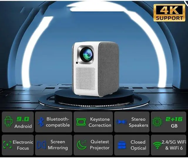 Alt view image 6 of 7 - Mini Projector Smart Home Theater for Movies 4K Projetor Video Led Beam Smartphone TV Wall Projection