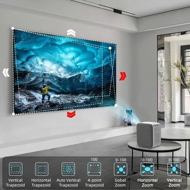 Alt view image 7 of 7 - Mini Projector Smart Home Theater for Movies 4K Projetor Video Led Beam Smartphone TV Wall Projection