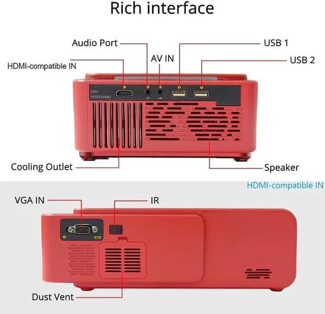 Alt view image 7 of 7 - Portable LED Projector Android Optional Video Beamer Support 4K 1080p Home Theater Cinema
