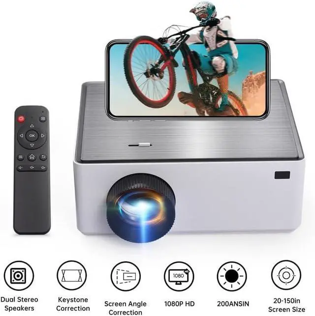Alt view image 4 of 7 - Home Theater Portable 1080P Projector With Dual-Band Connection Support 150in Display Same Screen