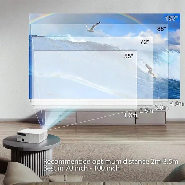 Alt view image 4 of 6 - 9500 Lumens Projector with 3+16G 4K Projectors Home Theater Cinema LED Smart