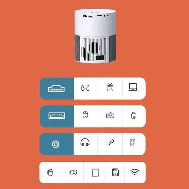 Alt view image 6 of 6 - 1080P Video Projector Portable Movie Support Multiple Devices Intelligent Voice Home Theater