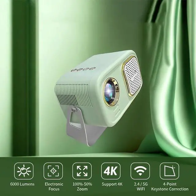 Alt view image 3 of 7 - Retro Mini Support 1080P Projetor 6000 Lumens Portable Beamer Smart TV 5G Home LED LCD Projectors