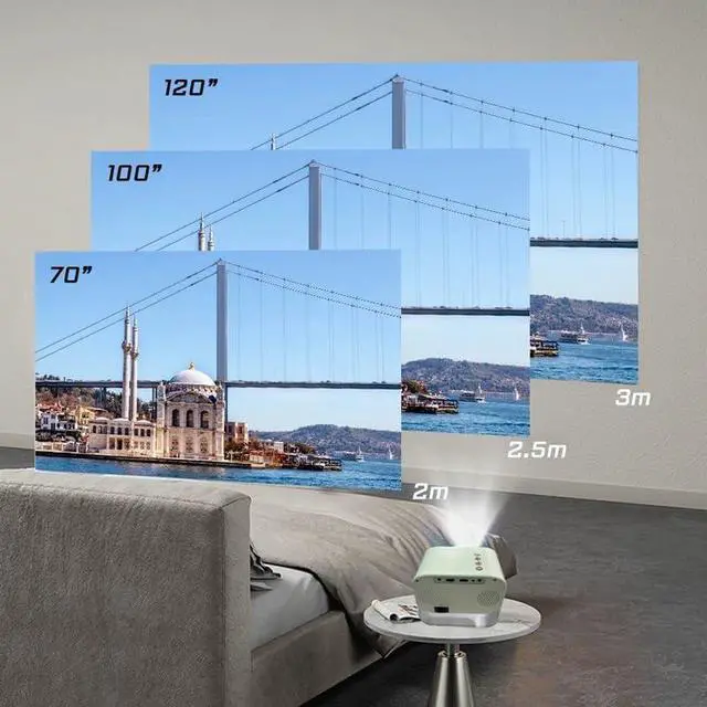 Alt view image 6 of 7 - Retro Mini Support 1080P Projetor 6000 Lumens Portable Beamer Smart TV 5G Home LED LCD Projectors
