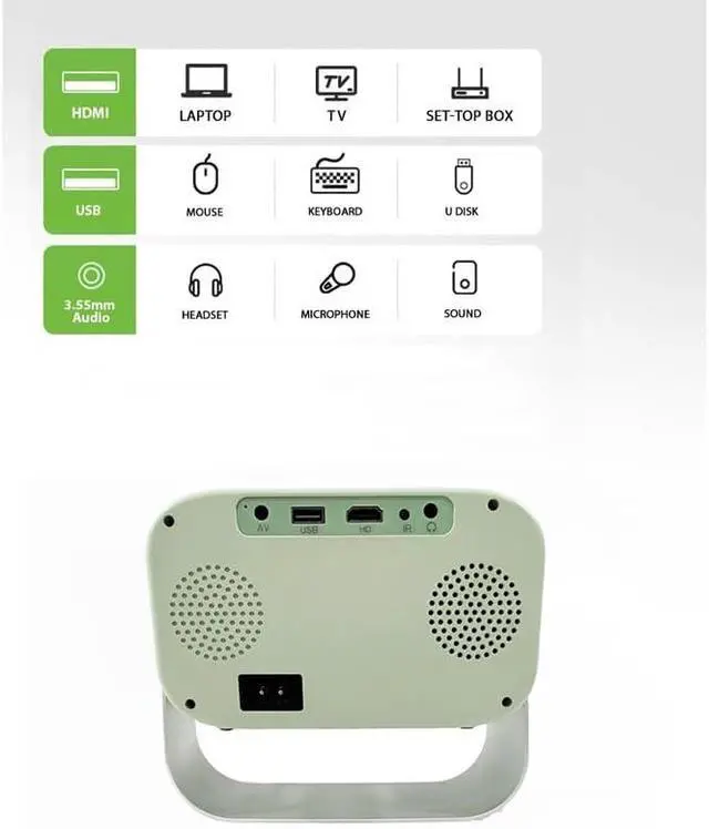 Alt view image 7 of 7 - Retro Mini Support 1080P Projetor 6000 Lumens Portable Beamer Smart TV 5G Home LED LCD Projectors