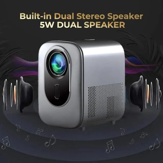 Alt view image 2 of 7 - Projector 1080P Home Theater Projetor Audio Projectors for Playing Video Outdoor Movi