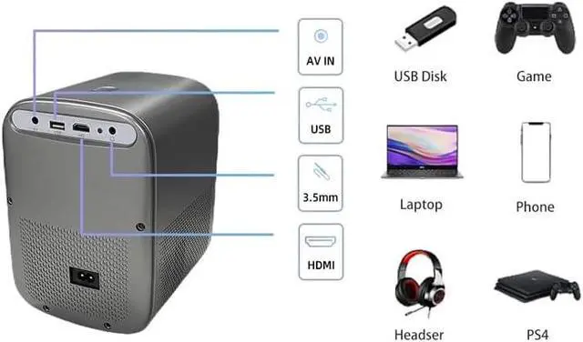 Alt view image 6 of 7 - Projector 1080P Home Theater Projetor Audio Projectors for Playing Video Outdoor Movi