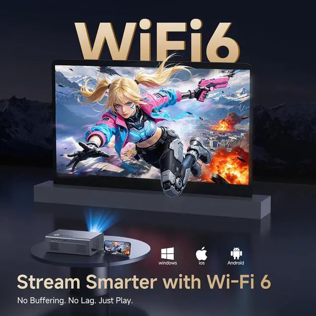 Alt view image 5 of 6 - 4K-Projector with Built-in Apps AI Auto Focus Dolby Audio 2000 Bright