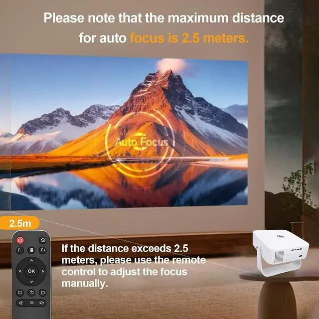 Alt view image 4 of 7 - GOWENIC 4K Projector with Android 14 Auto Focus and Keystone Correction, Portable Theater Device for Indoor Home Movie Viewing Use (White)