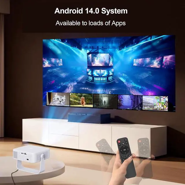 Alt view image 6 of 7 - GOWENIC 4K Projector with Android 14 Auto Focus and Keystone Correction, Portable Theater Device for Indoor Home Movie Viewing Use (White)