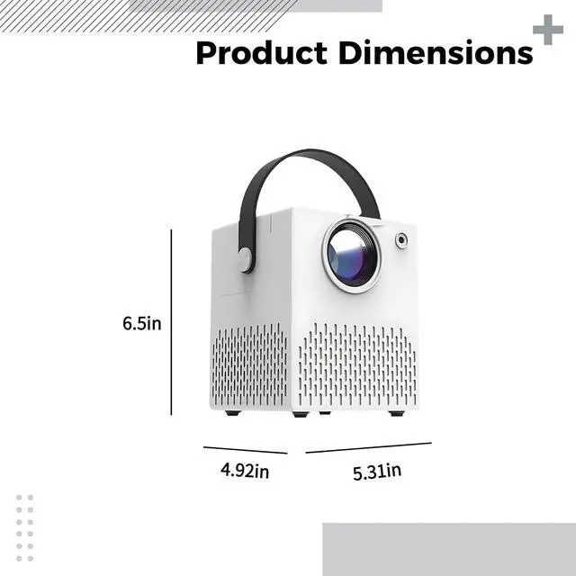 Alt view image 5 of 5 - Projector, Mini Portable Smart Projector, 1080P Support, Keystone Correction, HiFi Speaker, Dual Band WiFi, 40-100 in / 1-2.5 m Projection Distance, Outdoor Use, CE Certified