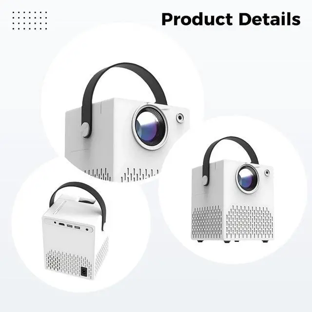 Alt view image 2 of 5 - Projector, Mini Portable Smart Projector, 1080P Support, Keystone Correction, HiFi Speaker, Dual Band WiFi, 40-100 in / 1-2.5 m Projection Distance, Outdoor Use, CE Certified
