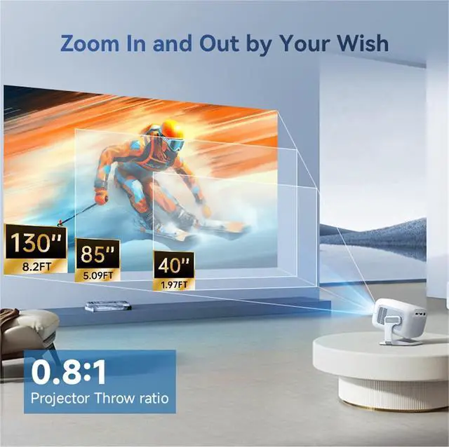Alt view image 5 of 7 - Mini Projector, Projector 450ANSI Auto & Keystone Smart TV Home Cinema for Movie Home Outdoor