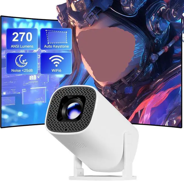 Alt view image 2 of 6 - Portable Projector, 4K Portable Projector 8000 Lumens WiFi6 BT5.0 HiFi Speaker 720P Beam HD 1080P Movie
