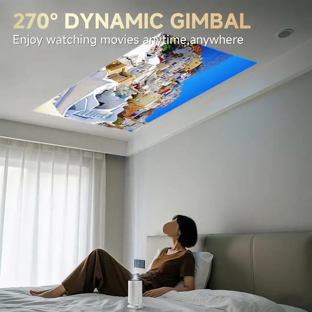 Alt view image 5 of 6 - Portable Projector, 4K Portable Projector 8000 Lumens WiFi6 BT5.0 HiFi Speaker 720P Beam HD 1080P Movie