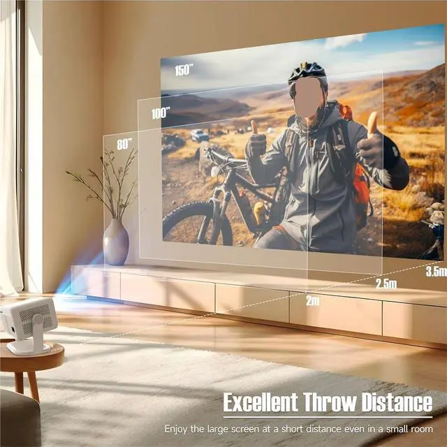 Alt view image 4 of 5 - Portable Projector, 4K Projector 650ANSI Native 1080P Auto & Keystone BT5.2 WIFI6 Portable