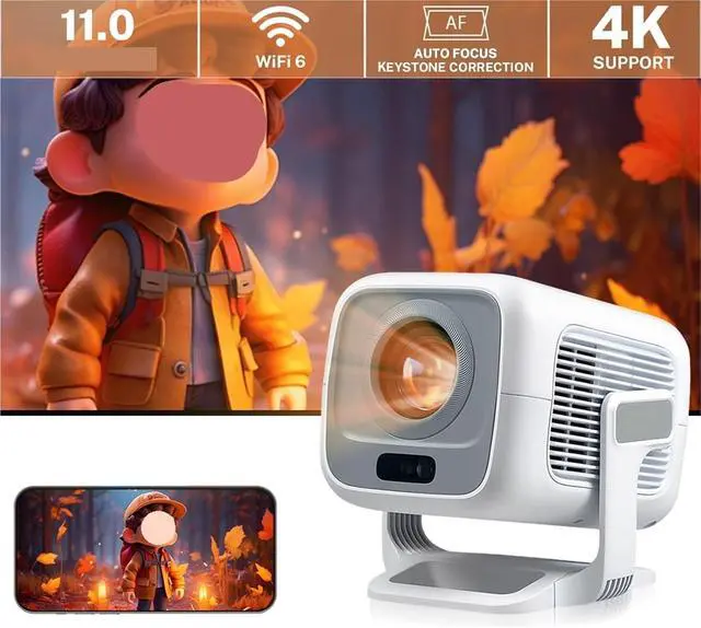 Alt view image 2 of 5 - Portable Projector, 4K Projector, 4500 Lumens Native 1080P Home Theater