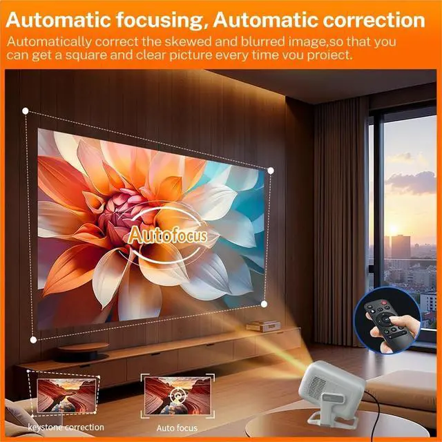 Alt view image 3 of 5 - Portable Projector, 4K Projector, 4500 Lumens Native 1080P Home Theater