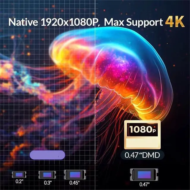 Alt view image 5 of 7 - Portable Projector, 4K Projector 128G Wifi Video Home Theater Beamer Outdoor Smart TV