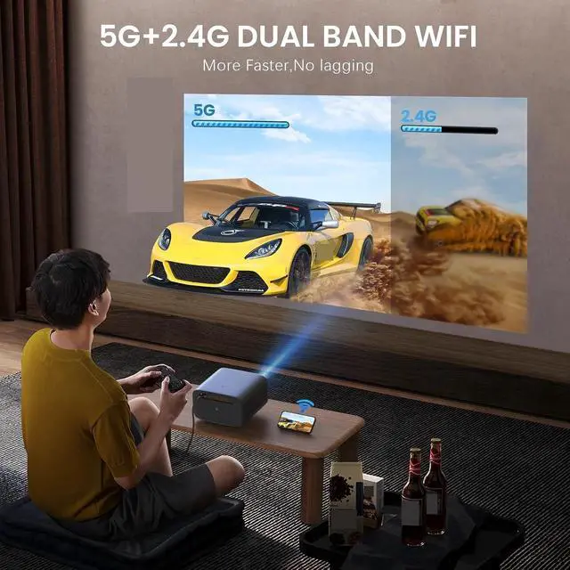 Alt view image 6 of 7 - Portable Projector, 4K Projector 128G Wifi Video Home Theater Beamer Outdoor Smart TV