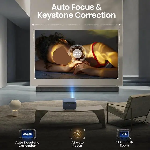 Alt view image 7 of 7 - Portable Projector, 4K Projector 128G Wifi Video Home Theater Beamer Outdoor Smart TV