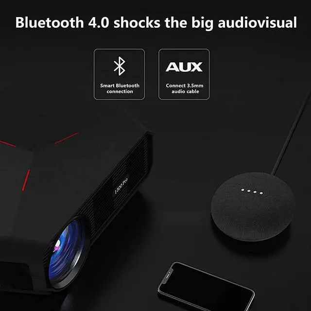 Alt view image 4 of 7 - Video Projectors, Projector with Mini Projector Projection Screen 4600lm with 200" Display, Projector 1080p Supported, Hi-fi Speakers, Compatible Hdmi, USB, Vga, Av (Color : White)