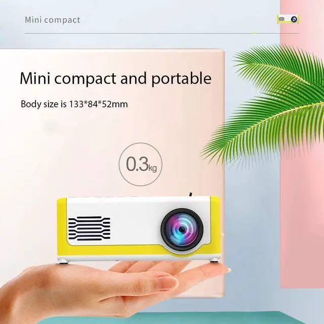 Alt view image 3 of 7 - Gaone Smart Mini Projector, 1600 Lumens 1080P Supported Video Projector Built-in Speakers 30000 Hours Portable LED Projector Compatible with USB/HDMI/TF/AV/VGA for Home Theater,Yellow