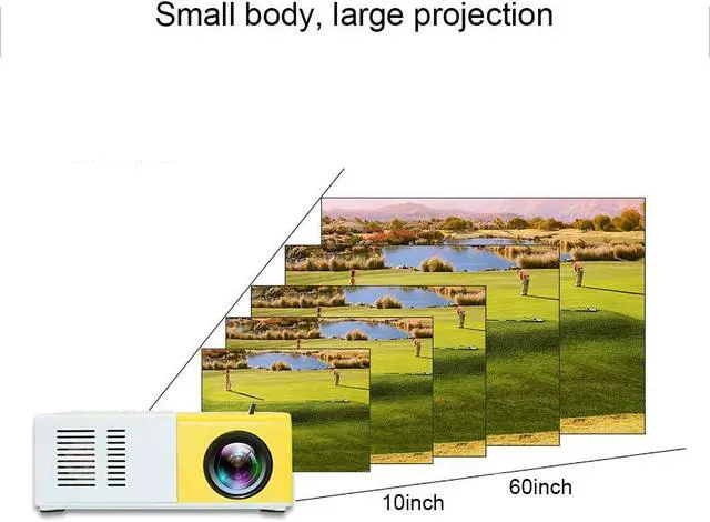 Alt view image 5 of 7 - Gaone Smart Mini Projector, 1600 Lumens 1080P Supported Video Projector Built-in Speakers 30000 Hours Portable LED Projector Compatible with USB/HDMI/TF/AV/VGA for Home Theater,Yellow