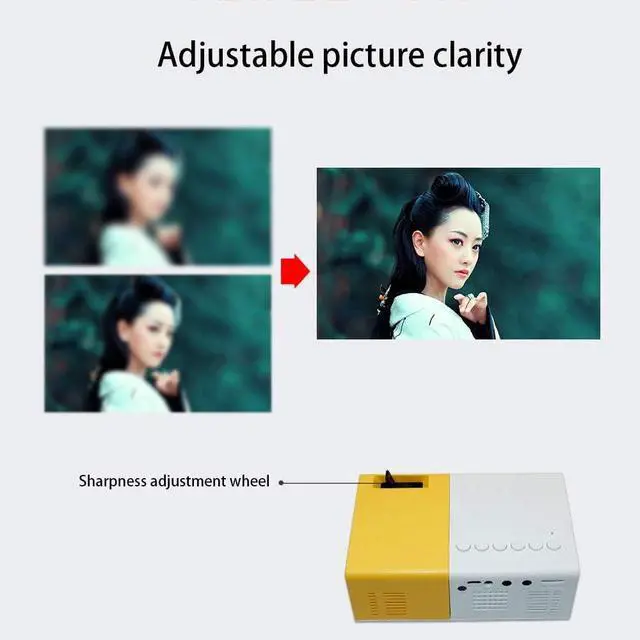 Alt view image 6 of 7 - Gaone Smart Mini Projector, 1600 Lumens 1080P Supported Video Projector Built-in Speakers 30000 Hours Portable LED Projector Compatible with USB/HDMI/TF/AV/VGA for Home Theater,Yellow