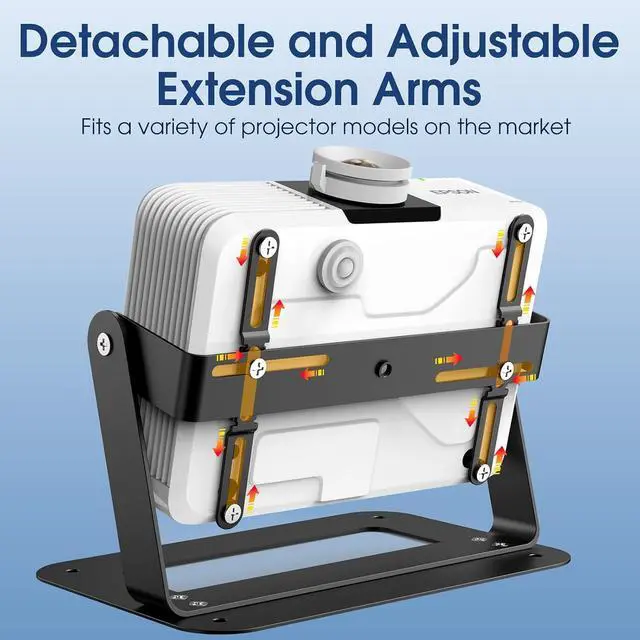 Alt view image 2 of 7 - Desktop Foldable Stand, Universal Projector Ceiling Mount with Adjustable Plate Arms, Wall Mount with Cable Ties for Home and Office Projector