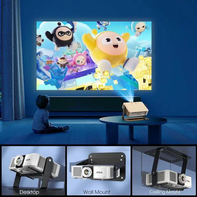 Alt view image 4 of 7 - Desktop Foldable Stand, Universal Projector Ceiling Mount with Adjustable Plate Arms, Wall Mount with Cable Ties for Home and Office Projector