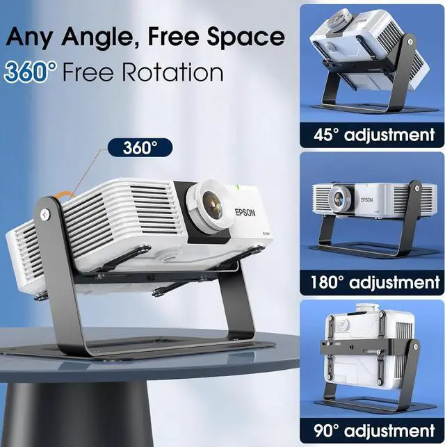 Alt view image 3 of 7 - Desktop Foldable Stand, Universal Projector Ceiling Mount with Adjustable Plate Arms, Wall Mount with Cable Ties for Home and Office Projector