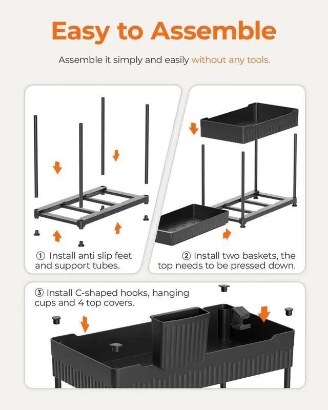 Alt view image 7 of 7 - 3-Pack 2-Tier Under Sink Organizers with Sliding Drawers