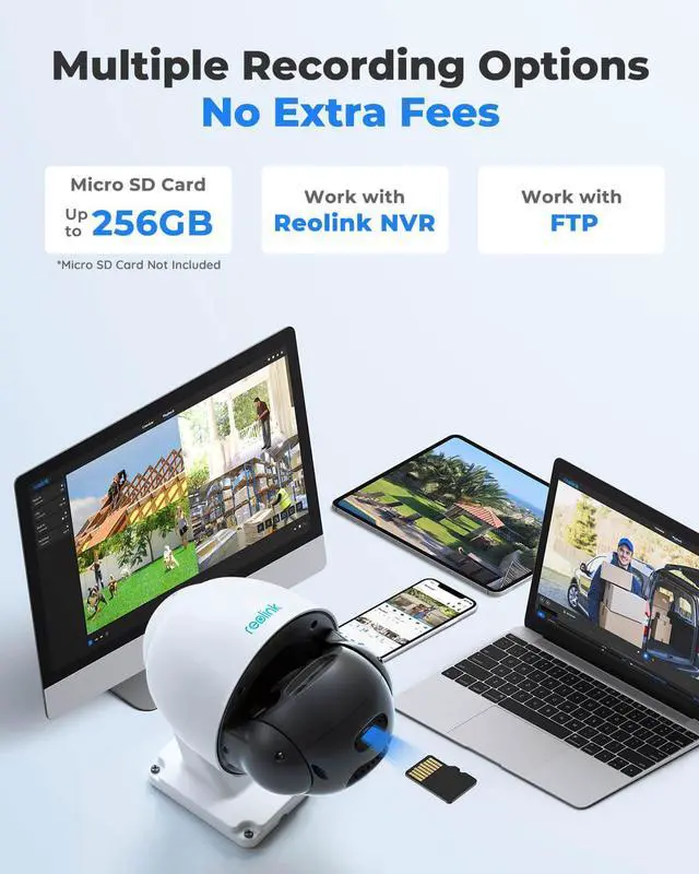 Alt view image 13 of 14 - Reolink PTZ Camera Outdoor 8MP, PoE IP Security Video Surveillance,5X Optical Zoom Auto Tracking, 3pcs Spotlights 196 Ft Color Night Vision, Two Way Audio, Up to 256GB SD Card(Not Included), RLC-823A