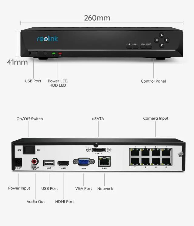 Alt view image 13 of 14 - REOLINK RLN8-410 8CH Network Video Recorder for Home Security Camera System, Only Works with 16MP/12MP/4K/8MP/5MP/4MP REOLINK PoE IP Camera, 24/7 Recording to Pre-Installed 2TB Hard Drive, NVR