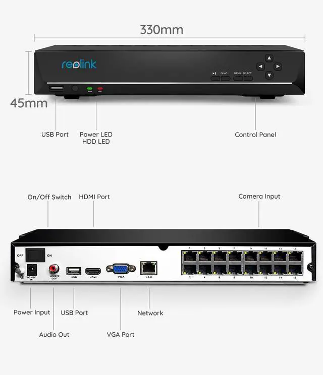 Alt view image 13 of 14 - REOLINK RLN16-410 16CH Network Video Recorder for Home Security Camera System, Only Work with 16MP/12MP/4K/8MP/5MP/4MP The Same Brand PoE IP Cam, 24/7 Recording to Pre-Installed 4TB Hard Drive