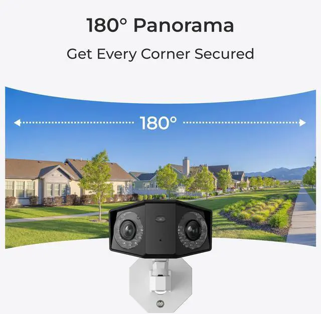 Alt view image 9 of 14 - REOLINK 4K PoE Security Camera System, IP Outdoor Camera in 180° FoV by Dual-Lens, Human/Vehicle/Pet Detection, Color Night Vision, Two Way Talk, Up to 256GB Micro SD Card -Reolink Duo 2 PoE
