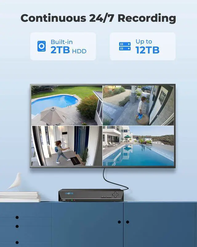 Alt view image 4 of 7 - Reolink 8CH 4K Outdoor Security Camera System, 6pcs 8MP Smart Person/Vehicle Detection Wired PoE IP Dome Cameras, 8CH 2TB HDD NVR for 24/7 Recording Remote Access, RLK8-820D6-A
