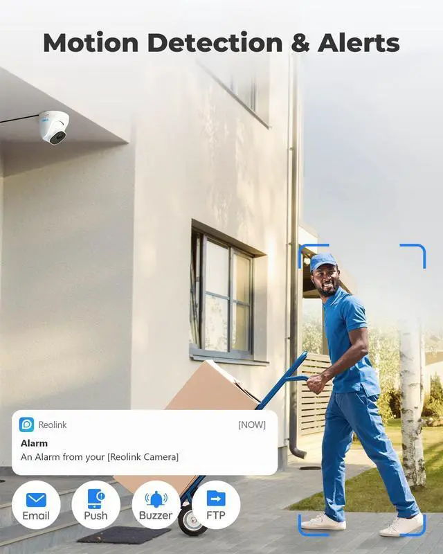 Alt view image 9 of 14 - Reolink 8CH 5MP PoE Security System, 8pcs Wired 5MP Outdoor PoE IP Dome Cameras, Human/Vehicle Detection, Outdoor/Indoor, 12MP 8CH NVR with 2TB HDD for 24/7 Recording - RLK8-520D8-A