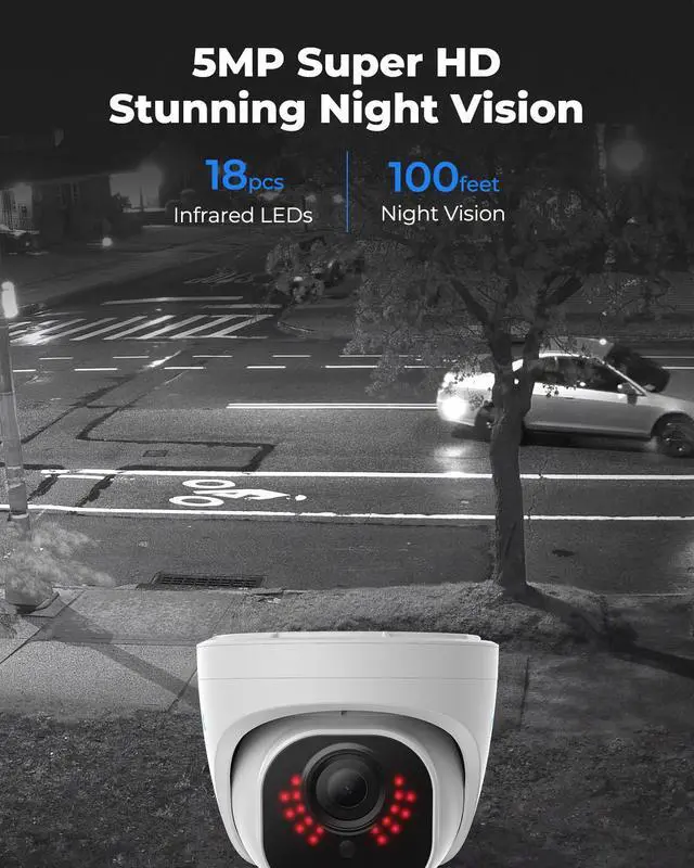 Alt view image 10 of 14 - Reolink 8CH 5MP PoE Security System, 8pcs Wired 5MP Outdoor PoE IP Dome Cameras, Human/Vehicle Detection, Outdoor/Indoor, 12MP 8CH NVR with 2TB HDD for 24/7 Recording - RLK8-520D8-A
