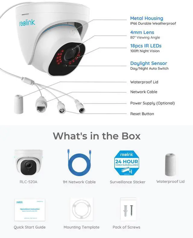 Alt view image 14 of 14 - Reolink 8CH 5MP PoE Security System, 8pcs Wired 5MP Outdoor PoE IP Dome Cameras, Human/Vehicle Detection, Outdoor/Indoor, 12MP 8CH NVR with 2TB HDD for 24/7 Recording - RLK8-520D8-A
