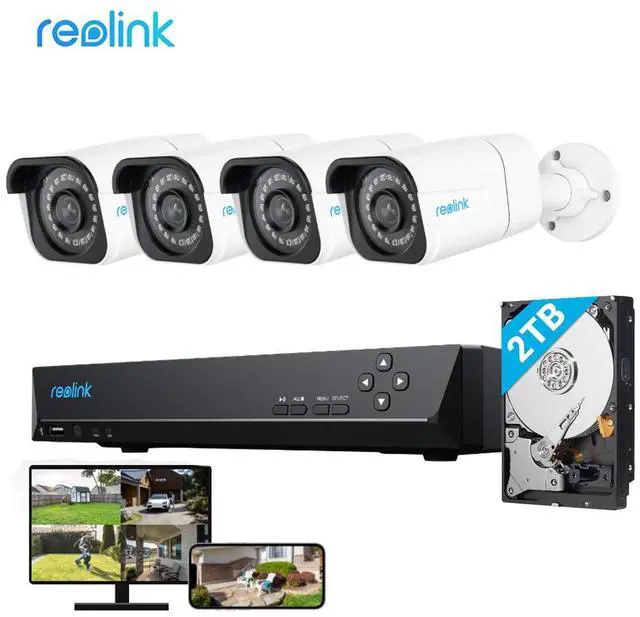 Alt view image 8 of 14 - Reolink 4K Security Camera System, 4pcs H.265 4K PoE Security Cameras Wired with Smart Person Vehicle Detection, 8MP/4K 8CH NVR with 2TB HDD for 24/7 Recording - RLK8-800B4