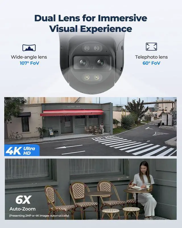 Alt view image 9 of 14 - REOLINK 16CH 4K PTZ Security System, 4pcs Trackmix PoE, IP PoE Outdoor Cameras 6X Hybrid Zoom, Auto Tracking, Human/Vehicle/Pet Detection +1pc RLN16-410 8CH NVR with Built-in 4TB HDD H.265