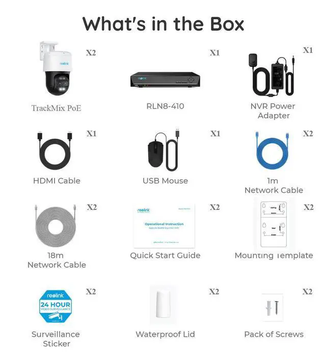 Alt view image 14 of 14 - REOLINK 8CH 4K PTZ Security System, 2pcs Trackmix PoE, IP PoE Outdoor Cameras 6X Hybrid Zoom, Auto Tracking, Human/Vehicle/Pet Detection +1pc RLN8-410 8CH NVR with Built-in 2TB HDD H.265