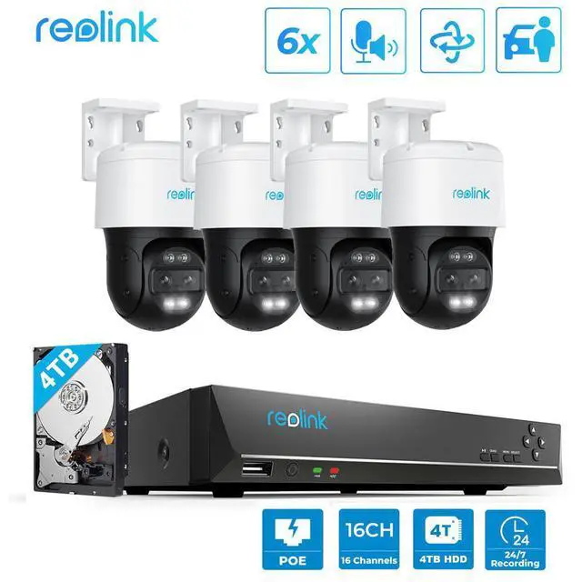 Alt view image 8 of 14 - REOLINK 16CH 4K PTZ Security System, 4pcs Trackmix PoE, IP PoE Outdoor Cameras 6X Hybrid Zoom, Auto Tracking, Human/Vehicle/Pet Detection +1pc RLN16-410 8CH NVR with Built-in 4TB HDD H.265