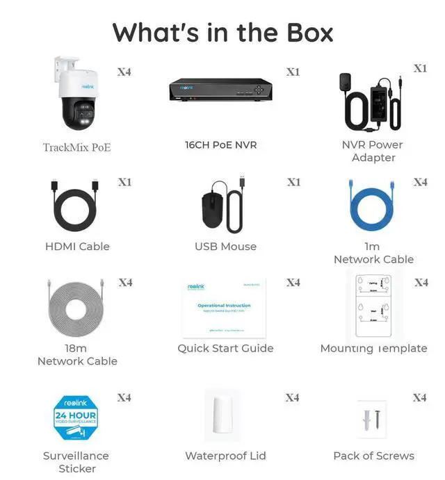 Alt view image 14 of 14 - REOLINK 16CH 4K PTZ Security System, 4pcs Trackmix PoE, IP PoE Outdoor Cameras 6X Hybrid Zoom, Auto Tracking, Human/Vehicle/Pet Detection +1pc RLN16-410 8CH NVR with Built-in 4TB HDD H.265