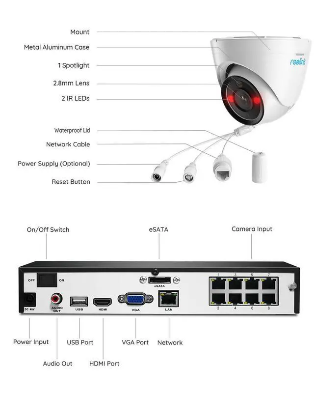 Alt view image 13 of 14 - REOLINK RLK8-1200D4-A 12MP 8CH PoE Security System, 4pcs H.265 12MP Domes Cameras Wired, Person/Vehicle/Pet Detection 2-Way Talk Spotlights Color Night Vision, 8CH NVR with 2TB HDD